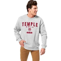 Men's League Collegiate Wear Heather Gray Temple Owls Essentials 2.0 Fleece Pullover Sweatshirt