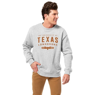 Men's League Collegiate Wear Heather Gray Texas Longhorns Essentials 2.0 Fleece Pullover Sweatshirt