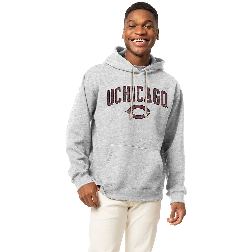 Men's League Collegiate Wear Heather Gray UChicago Maroons Essentials 2.0 Fleece Pullover Hoodie