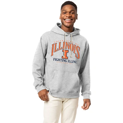 Men's League Collegiate Wear Heather Gray Illinois Fighting Illini Essentials 2.0 Fleece Pullover Hoodie