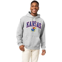 Men's League Collegiate Wear Heather Gray Kansas Jayhawks Essentials 2.0 Fleece Pullover Hoodie