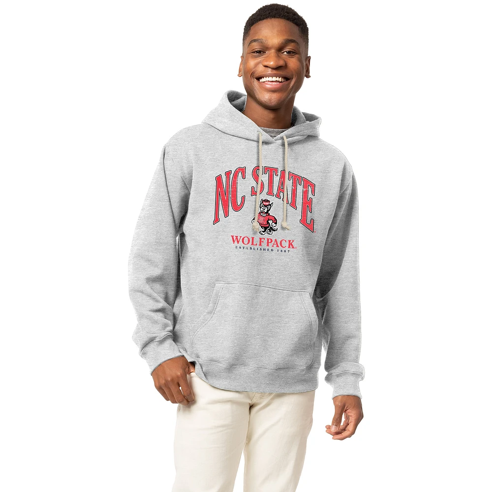 Men's League Collegiate Wear Heather Gray NC State Wolfpack Essentials 2.0 Fleece Pullover Hoodie