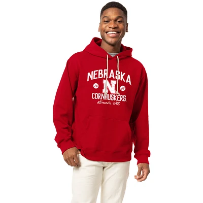 Men's League Collegiate Wear Scarlet Nebraska Huskers Essentials 2.0 Fleece Pullover Hoodie