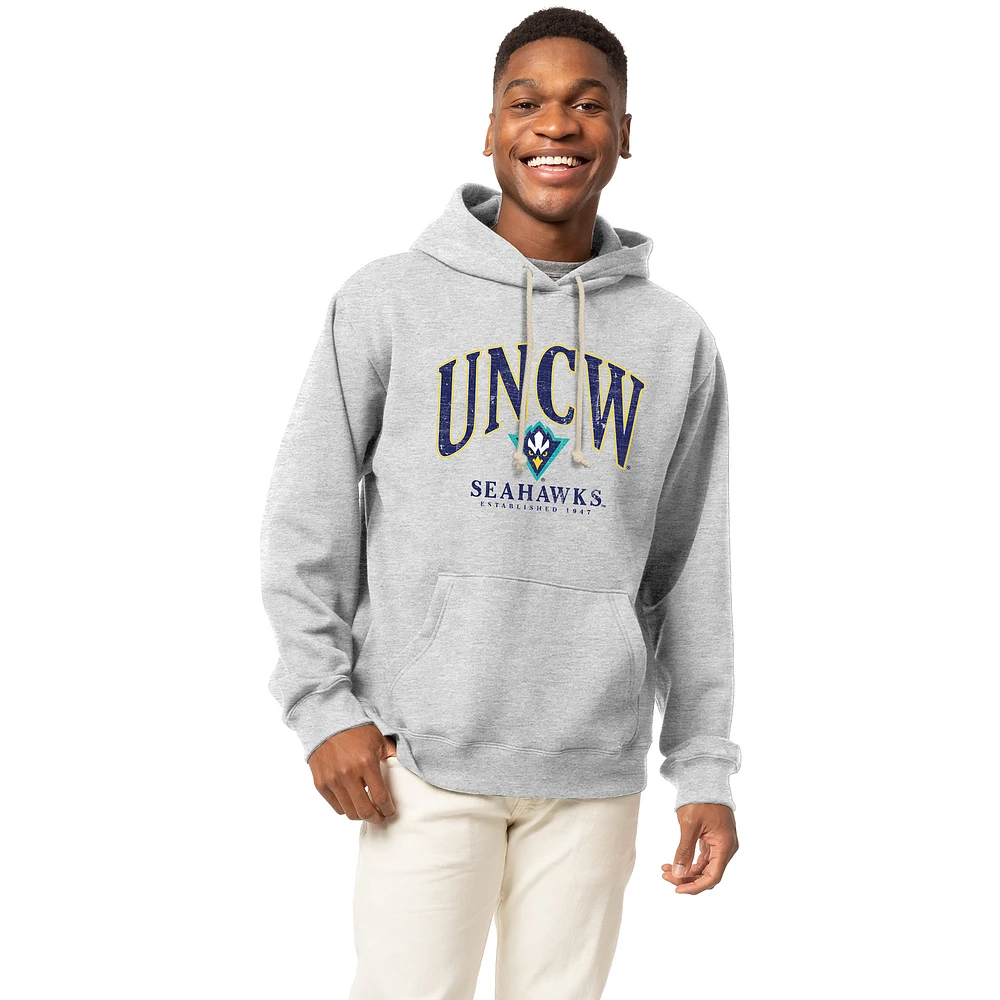 Men's League Collegiate Wear Heather Gray UNC Wilmington Seahawks Essentials 2.0 Fleece Pullover Hoodie