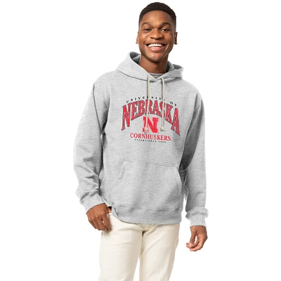 Men's League Collegiate Wear Heather Gray Nebraska Huskers Essentials 2.0 Fleece Pullover Hoodie