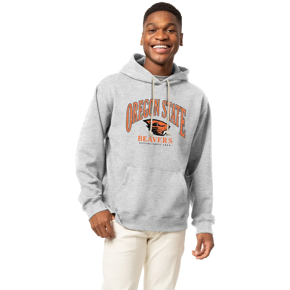 Men's League Collegiate Wear Heather Gray Oregon State Beavers Essentials 2.0 Fleece Pullover Hoodie