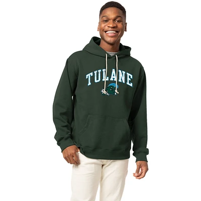 Men's League Collegiate Wear Green Tulane Wave Essentials 2.0 Fleece Pullover Hoodie