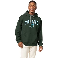 Men's League Collegiate Wear Green Tulane Wave Essentials 2.0 Fleece Pullover Hoodie