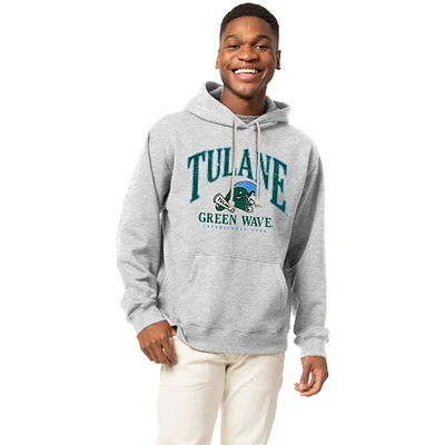 Men's League Collegiate Wear Heather Gray Tulane Green Wave Essentials 2.0 Fleece Pullover Hoodie