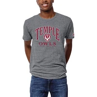 Men's League Collegiate Wear Heather Gray Temple Owls Victory Falls Tri-Blend T-Shirt