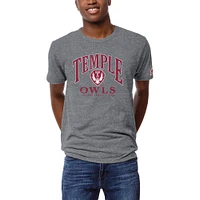 Men's League Collegiate Wear Heather Gray Temple Owls Victory Falls Tri-Blend T-Shirt