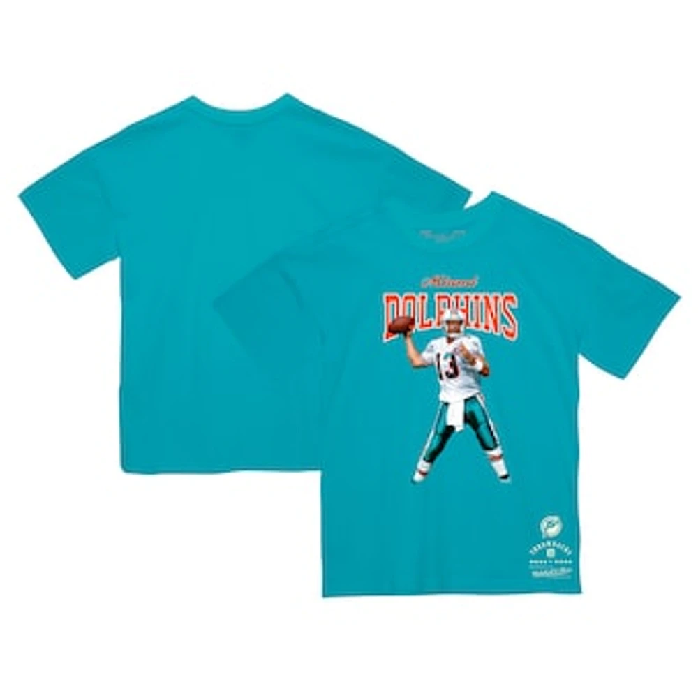 Men's Mitchell & Ness Dan Marino Aqua Miami Dolphins Sideline Retired Player T-Shirt