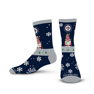 Unisex For Bare Feet Navy Winnipeg Jets Sweater Gnome Holiday Crew Socks