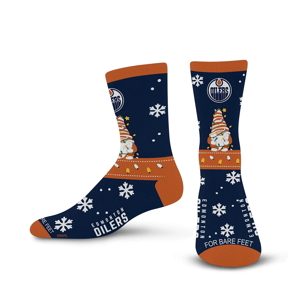 Unisex For Bare Feet Royal Edmonton Oilers Sweater Gnome Holiday Crew Socks