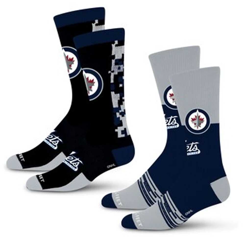 Unisex For Bare Feet Navy Winnipeg Jets Double Duo 2-Pack Crew Socks