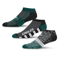 Unisex  For Bare Feet Philadelphia Eagles Stack Stripe 3-Pack No-Show Socks