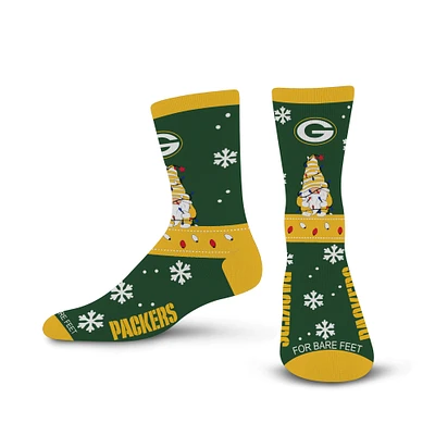 Unisex For Bare Feet Green Green Bay Packers Sweater Gnome Holiday Crew Socks