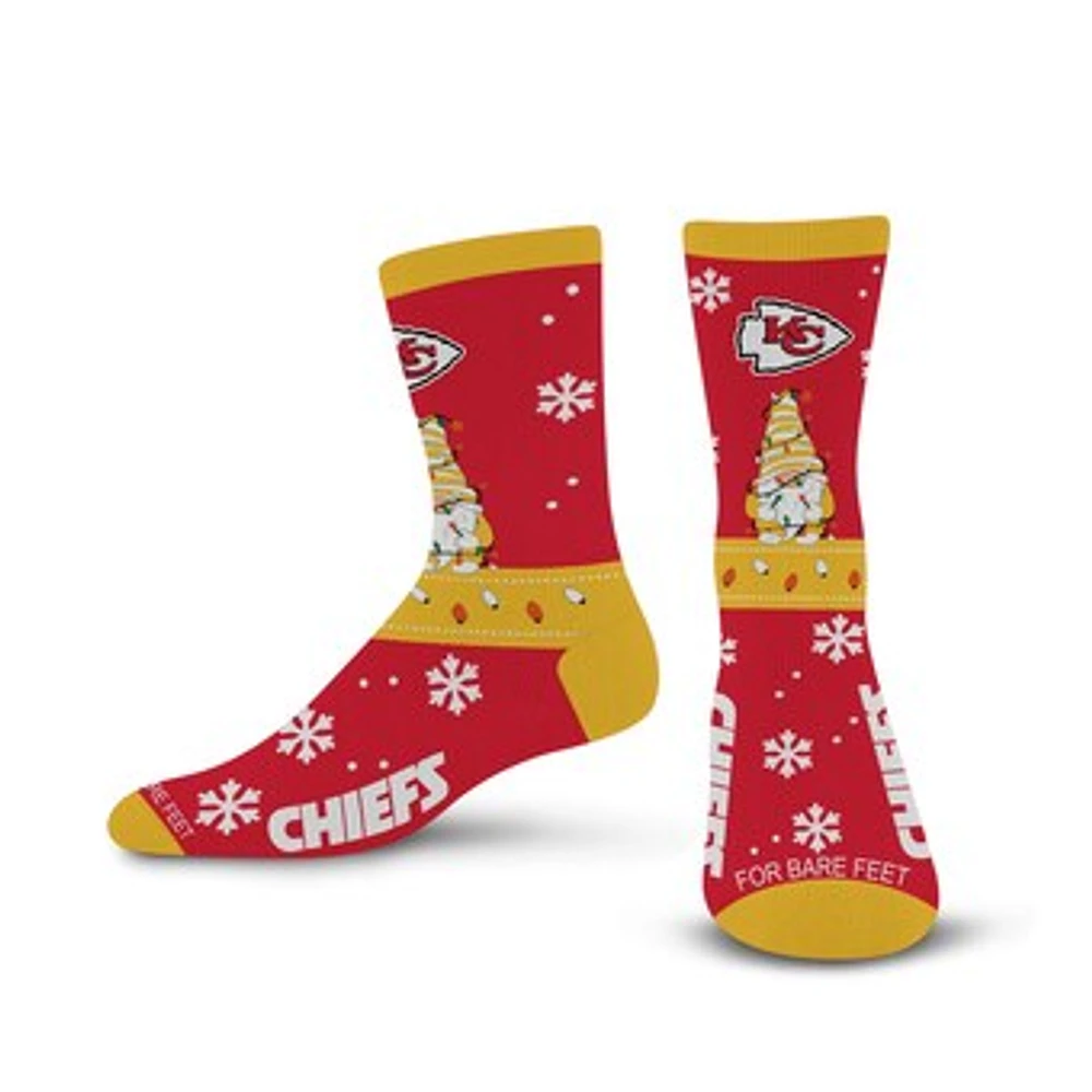 Unisex For Bare Feet Red Kansas City Chiefs Sweater Gnome Holiday Crew Socks