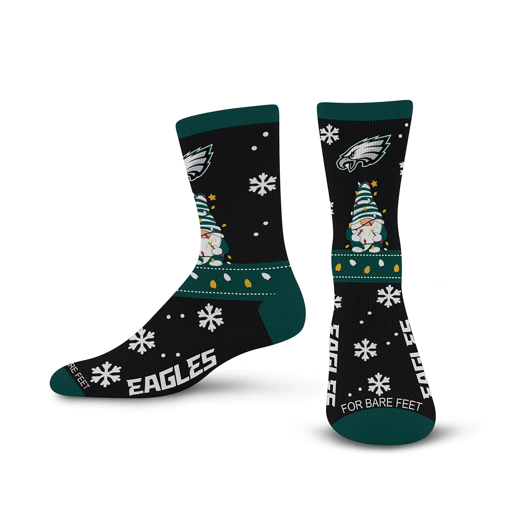 Unisex For Bare Feet Black Philadelphia Eagles Sweater Gnome Holiday Crew Socks