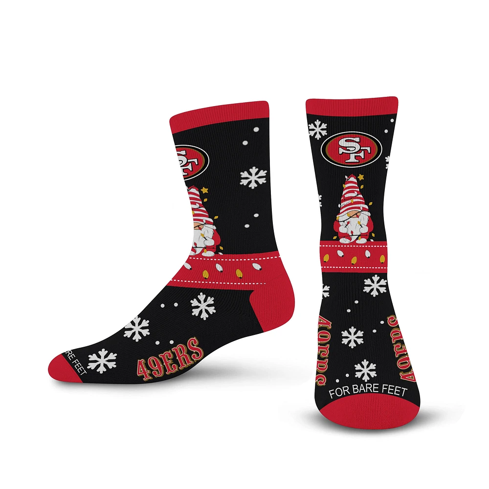 Unisex For Bare Feet Black San Francisco 49ers Sweater Gnome Holiday Crew Socks