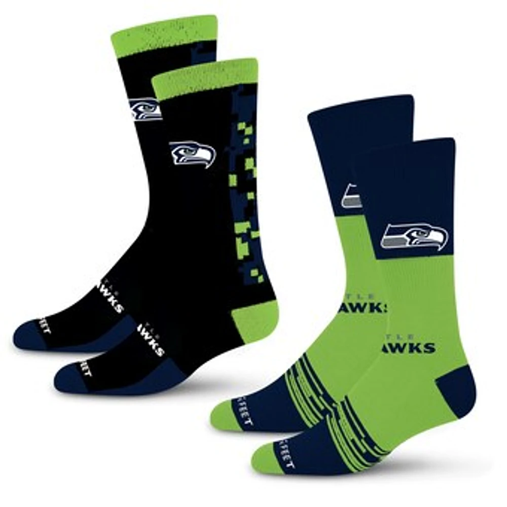 Unisex For Bare Feet Seattle Seahawks Double Duo 2-Pack Crew Socks