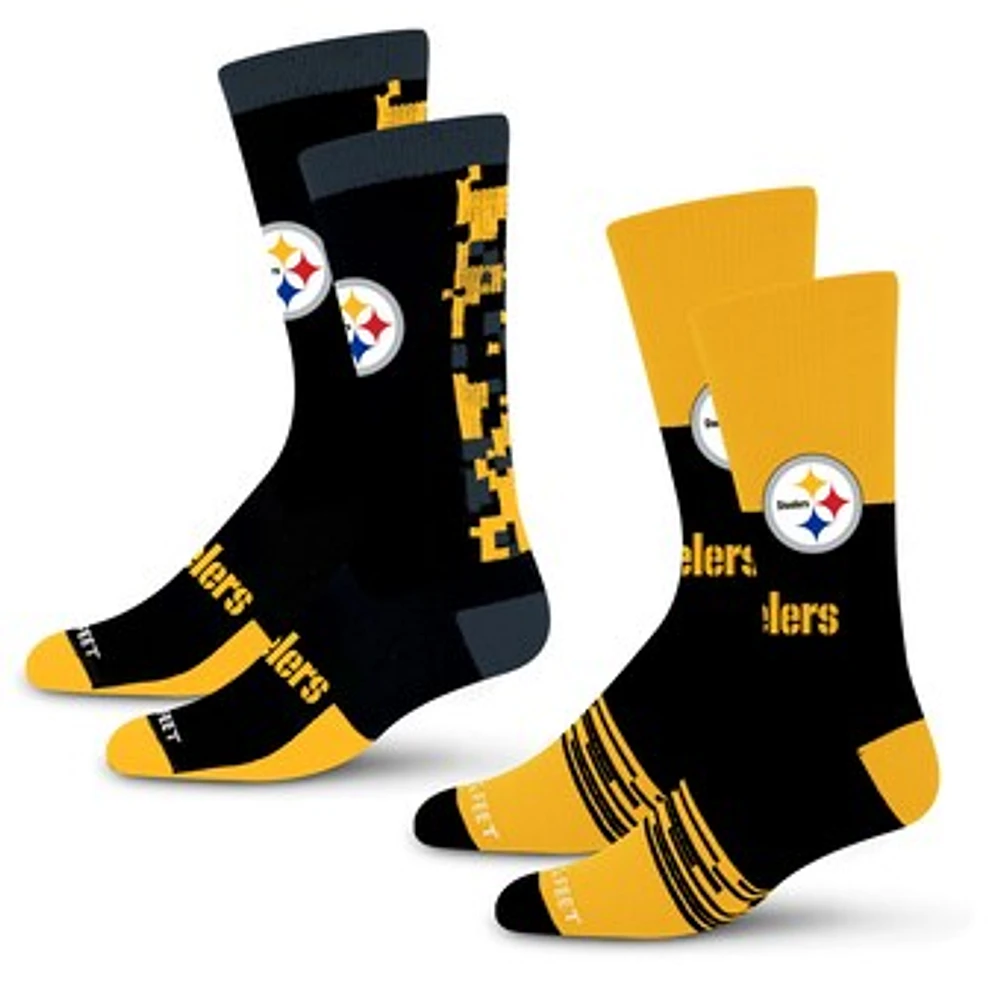 Unisex For Bare Feet Pittsburgh Steelers Double Duo 2-Pack Crew Socks