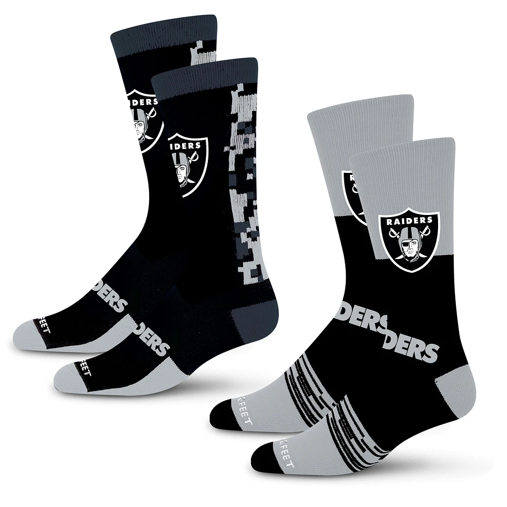 Unisex For Bare Feet Las Vegas Raiders Double Duo 2-Pack Crew Socks