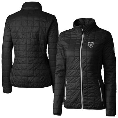 Women's Cutter & Buck Black Las Vegas Raiders Rainier PrimaLoft Eco Insulated Full-Zip Puffer Jacket