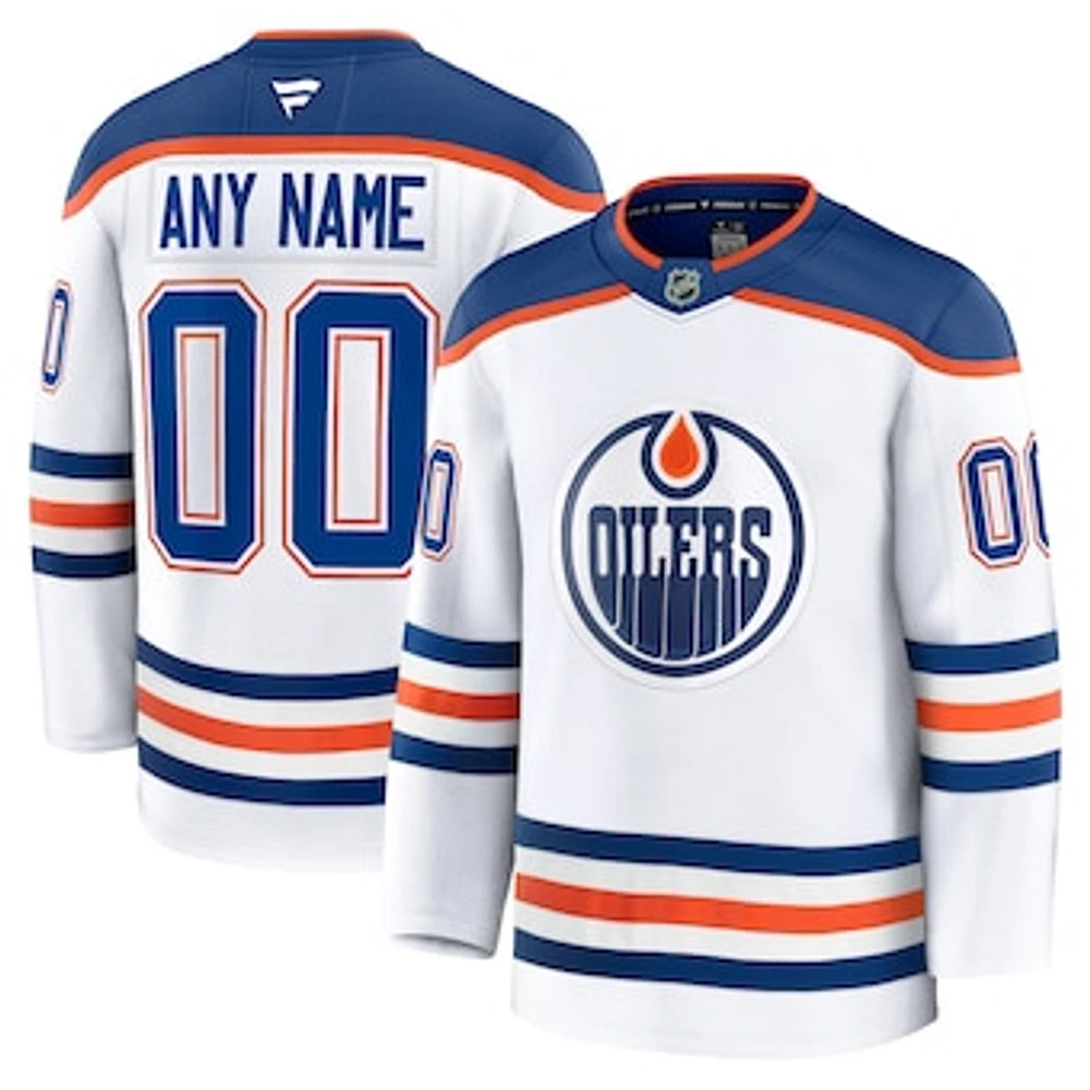 Men's Fanatics White Edmonton Oilers Away Premium Custom Jersey