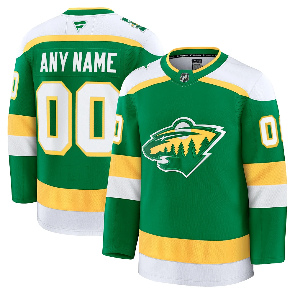 Men's Fanatics Green Minnesota Wild Alternate Premium Custom Jersey