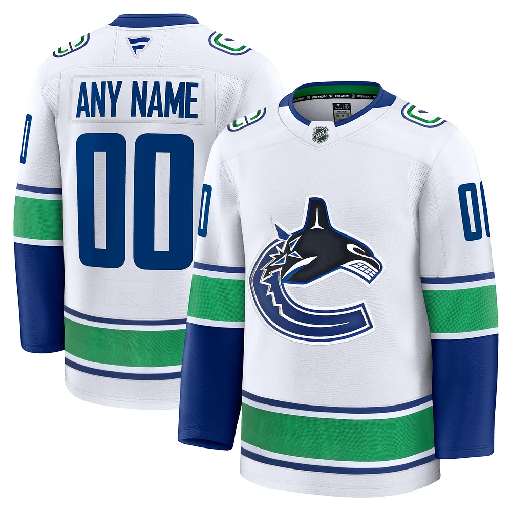 Men's Fanatics White Vancouver Canucks Away Premium Custom Jersey