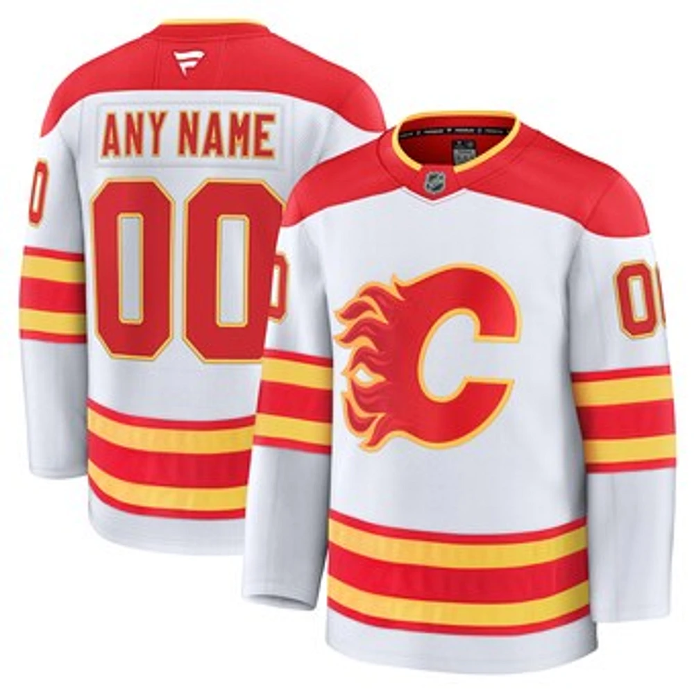 Men's Fanatics White Calgary Flames Away Premium Custom Jersey