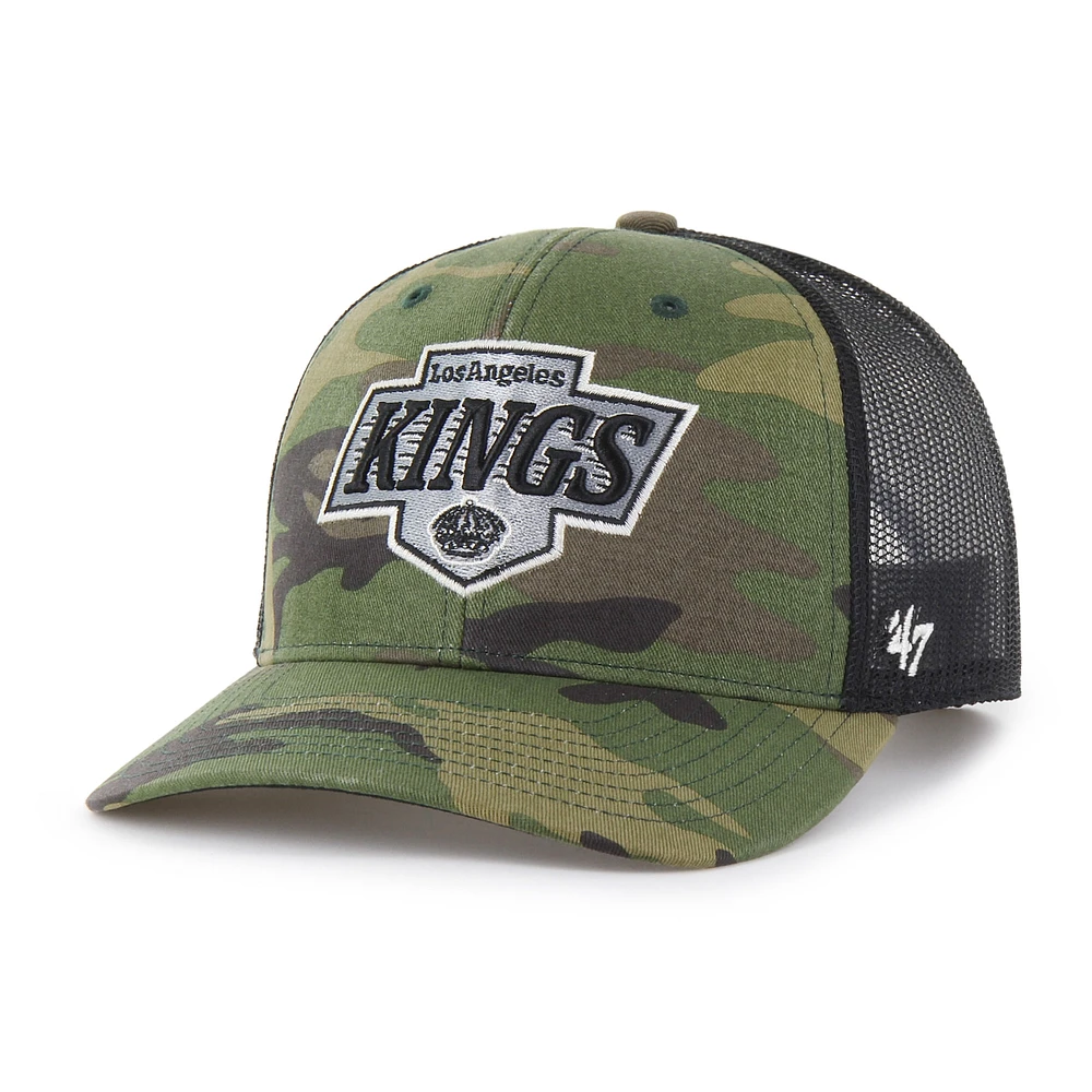 Men's '47 Camo/Black Los Angeles Kings Trucker Adjustable Hat