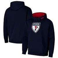 Men's Colosseum Navy Pennsylvania Quakers Arch & Logo 3.0 Pullover Hoodie