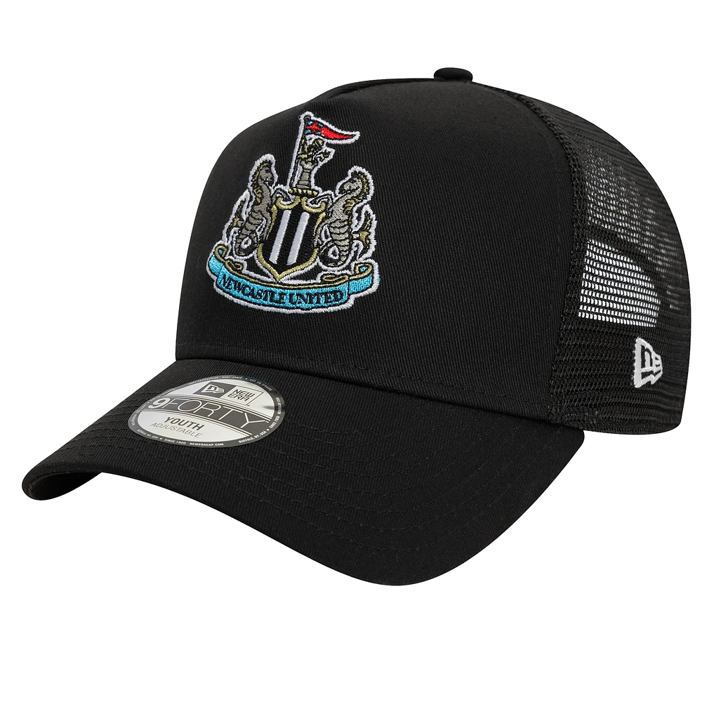 Youth New Era Black Newcastle United Core Trucker Adjustable Hat