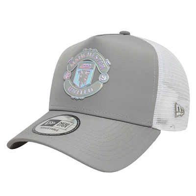 Men's New Era Gray Manchester United Iridescent Trucker Adjustable Hat