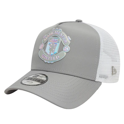 Youth New Era Gray Manchester United Iridescent Trucker Adjustable Hat