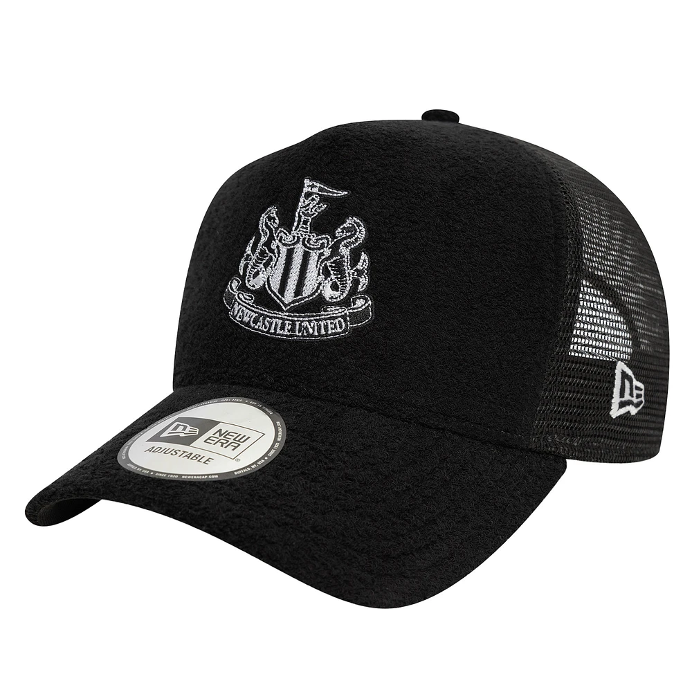 Men's New Era Black Newcastle United Terry Cloth Trucker Adjustable Hat