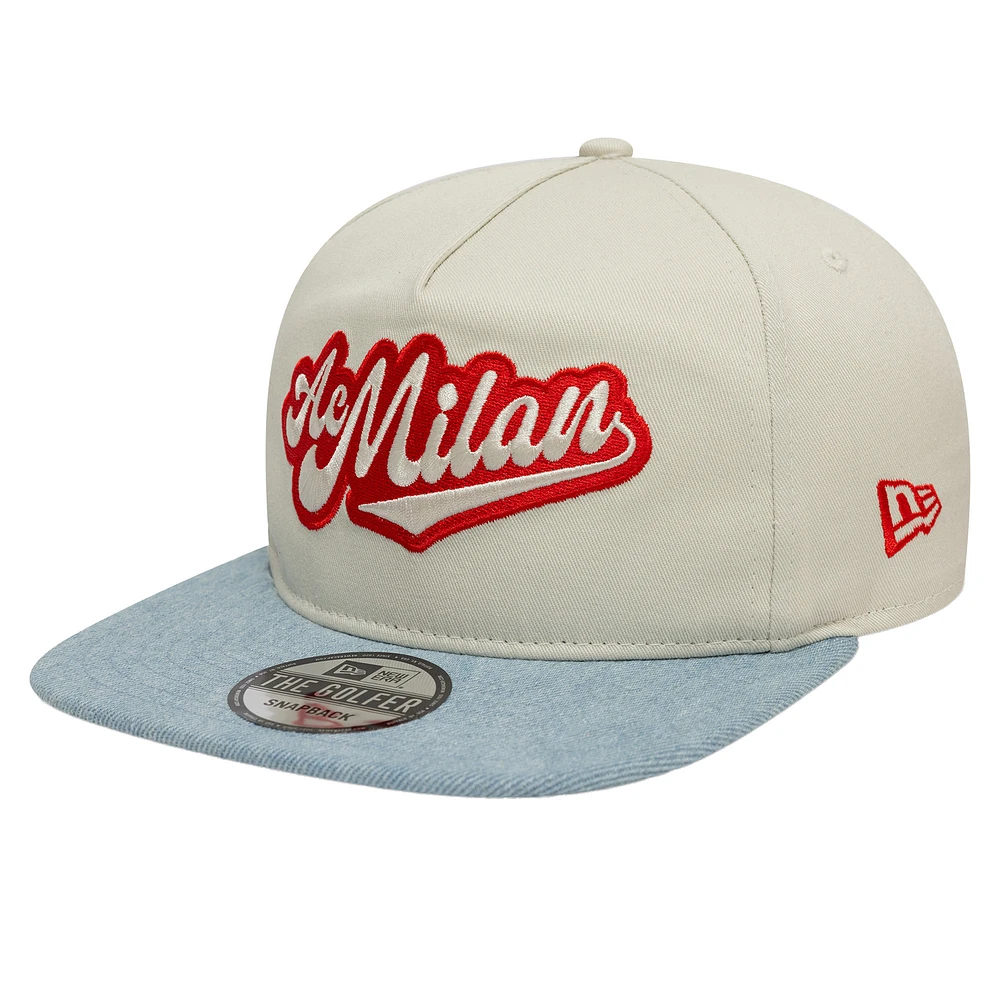 Men's New Era Tan AC Milan Denim Golfer Snapback Hat