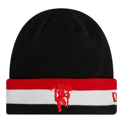 Men's New Era  Black Manchester United Flag Cuffed Knit Hat