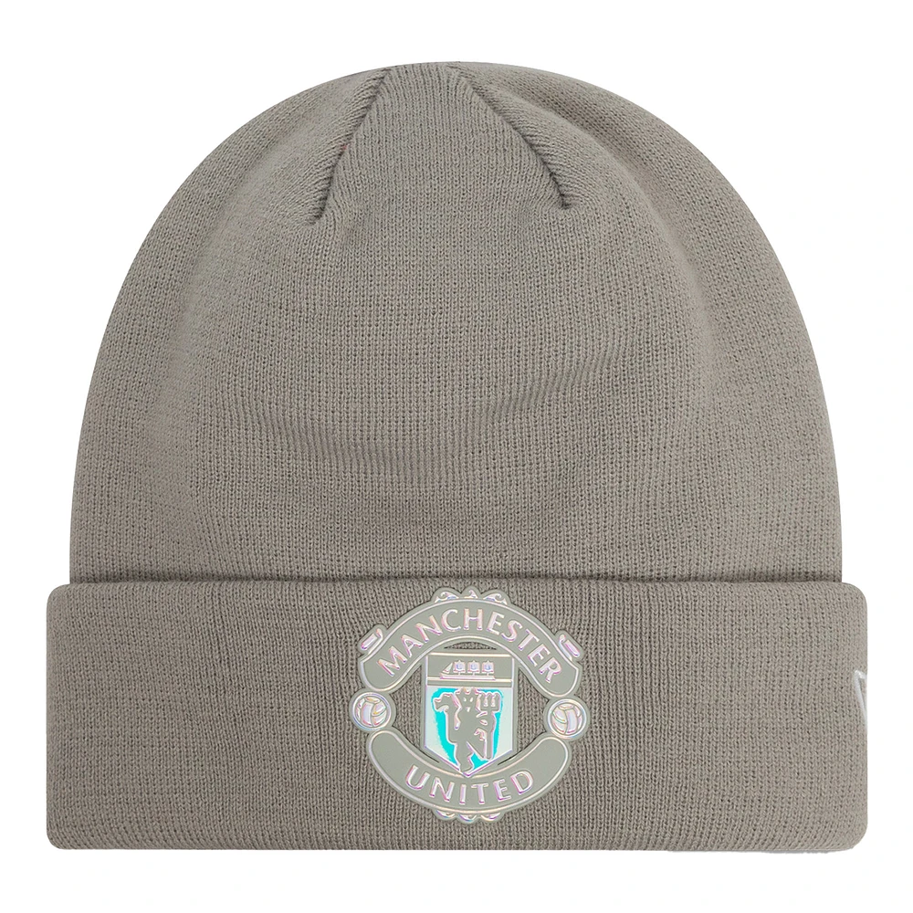 Men's New Era  Gray Manchester United Iridescent Cuffed Knit Hat