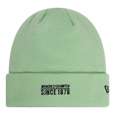 Women's New Era  Light Green Manchester United Seasonal Cuffed Knit Hat