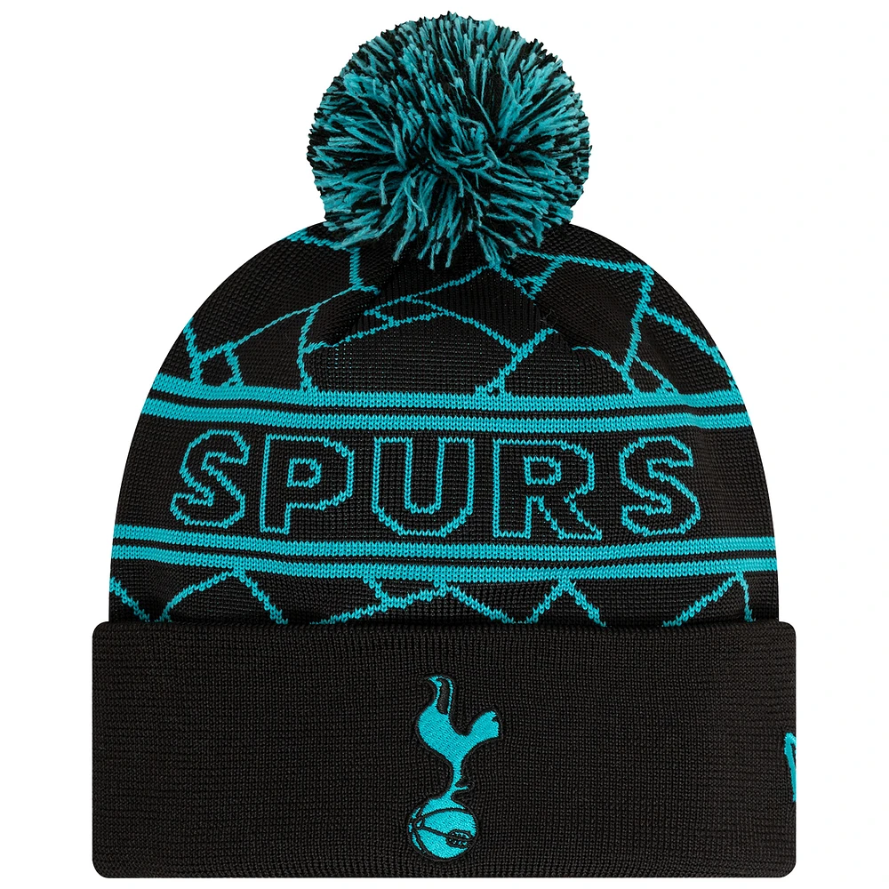 Men's New Era Black Tottenham Hotspur Sport Cuffed Knit Hat with Pom