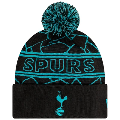 Men's New Era Black Tottenham Hotspur Sport Cuffed Knit Hat with Pom