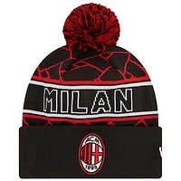 Men's New Era Black AC Milan Sport Cuffed Knit Hat with Pom