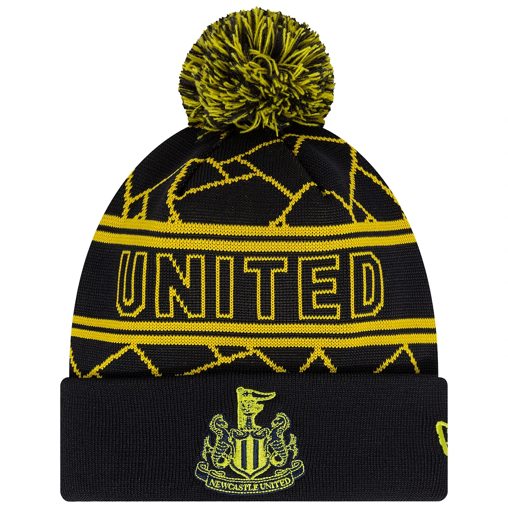 Men's New Era Black Newcastle United Sport Cuffed Knit Hat with Pom