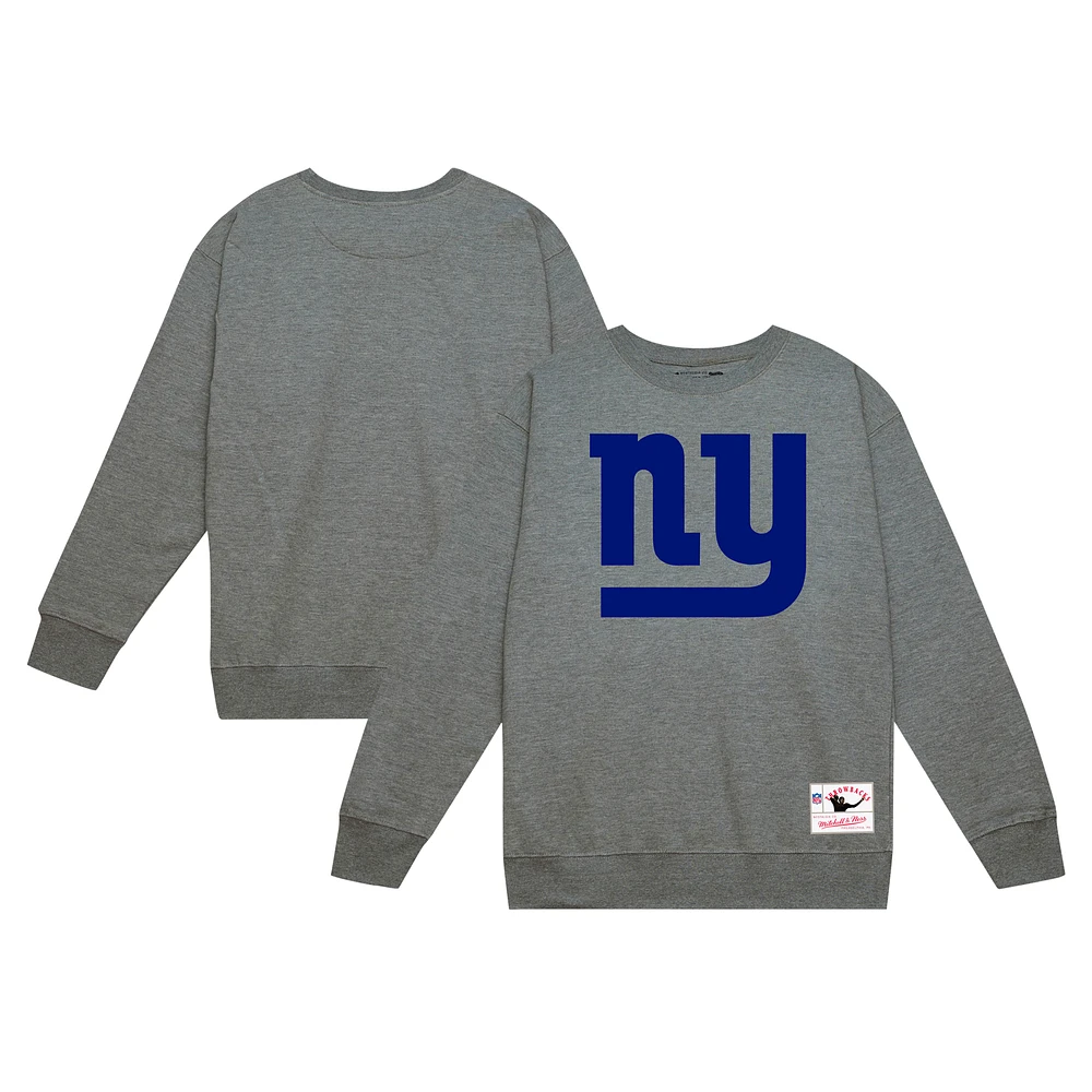 Men's Mitchell & Ness Heather Gray New York Giants Basic Fleece Pullover Sweatshirt