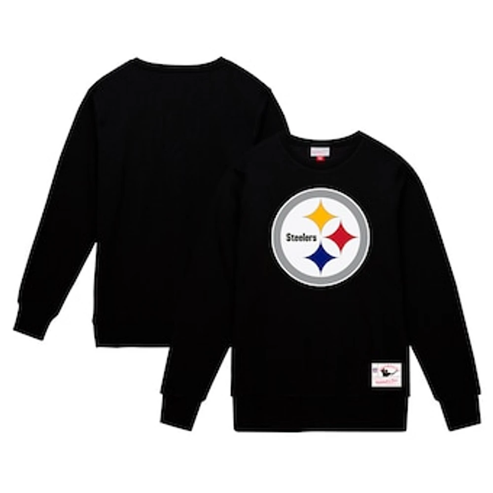 Men's Mitchell & Ness Black Pittsburgh Steelers Basic Fleece Pullover Sweatshirt