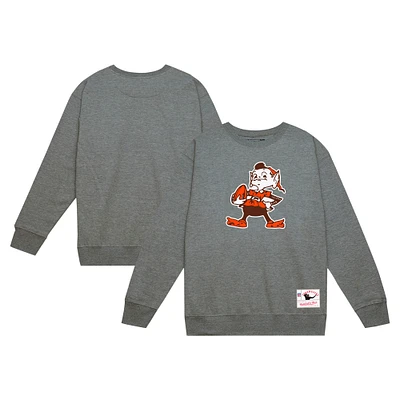 Men's Mitchell & Ness Heather Gray Cleveland Browns Basic Fleece Pullover Sweatshirt