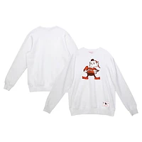 Men's Mitchell & Ness White Cleveland Browns Basic Fleece Pullover Sweatshirt